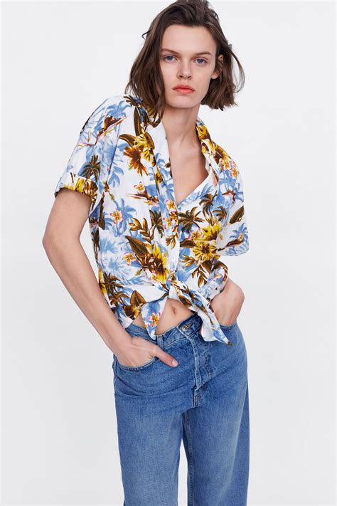 floral print shirt zara|More.